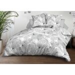 Parure drap plat + drap - housse 140x190 + 2 taies - microfibre - olinda gris