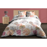 Parure drap plat + drap - housse 160x200 + 2 t - pur coton 57 fils - aquarel