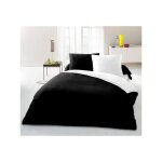 Lovely home - parure housse de couette 2 personnes - 220x240 cm - 100% coton - bicolore noir et blanc ...