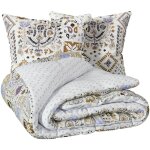 Atmosphera - parure imprim�e khafu bleu 260x240cm cr�ateur d'int�rieur