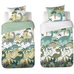 Parure de lit 140x200 cm enfant ? housse de couette r�versible dinosaure + 1 taie d?oreiller 63x63 cm ...