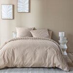 Parure de lit 140x200 coton � rayures marron terre de nuit horizon