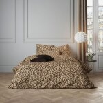Parure de lit 140x200 satin marron terre de nuit felidae