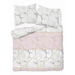 Parure de lit 160x200 satin microfibre marbre gris rose Parure de lit 160x200 satin microfibre marbre gris rose