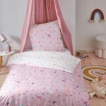 Parure de lit enfant pois et c?urs rversible 140x200cm