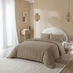 Parure de lit 200x200 flanelle beige terre de nuit