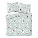 Parure de lit 220x200 satin microfibre fleurs menthe