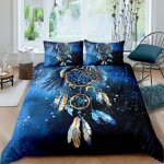 Parure de lit 220x240 adulte attrape - r�ves bleu microfibre douce respirante 3 pi�ces, 1 housse couette ...