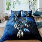 Parure de lit 220x240 adulte attrape - rves bleu microfibre douce respirante 3 pices, 1 housse couette ...