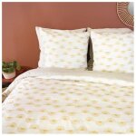 Parure de lit 220x240 adulte housse de couette + 2 taies d'oreiller motif imprim� g�om�trique dor�, blanc ...