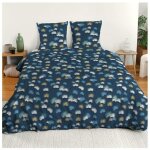 Parure de lit - cote deco - housse de couette 220x240 cm - 2 taies d'oreiller - microfibre - bleu