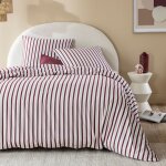 Parure de lit 260x240 flanelle � rayures terre de nuit