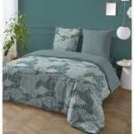 Parure de lit 2 personnes imprim� feuillage r�versible 240x220cm