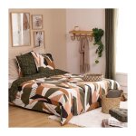 Atmosphera - parure de lit 3 pices 'arik' 240x220cm kaki