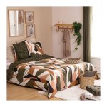 Atmosphera - parure de lit 3 pices 'arik' 260x240cm kaki