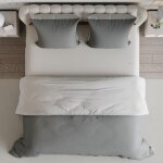 Parure de lit 4 pi�ces - 140x200 cm - housse de couette, drap housse et 2 taies d'oreiller - microfibre ...