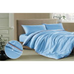 Parure de lit basique 200x200 bleu avec passepoil orange