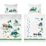 Parure de lit bb 100x135 tracteur ferme coton