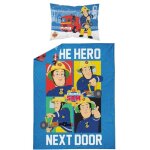 Parure de lit bb en coton sam le pompier 100x135