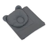 Parure de lit b�b� avec garnissage, couette et oreiller en forme d'ourson - ensemble 2 pi�ces - anthracite ...