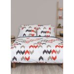 Parure de lit compl�te - c�t� d�co - seri - 100% coton - 2 taies d'oreiller - 220x240 cm