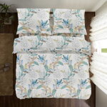 Parure de lit en coton 160x200 fleurs + drap housse