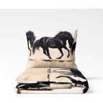 Parure de lit en coton 220 x 200 cm cheval noir + drap housse Parure de lit en coton 220 x 200 cm cheval noir + drap housse