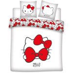 Parure de lit double 240x220 cm hello kitty rose blanche