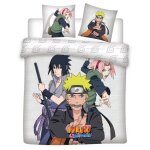 Parure de lit double rversible naruto - naruto, sasuke et sakura - blanc - 220 cm x 240 cm
