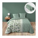 Parure de lit eleonore - housse de couette 240 x 220 cm + drap - housse sauge 140x190 cm