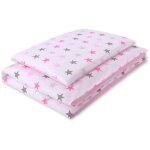 Parure de lit enfant 2 pi�ces en coton double face - �toiles grises et roses