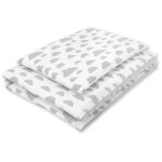 Parure de lit enfant 2 pi�ces en coton double face - gris / nuages ??gris