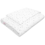 Parure de lit enfant avec garnissage 120x90cm - mini �toiles grises sur fond blanc
