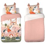 Parure de lit enfant princesse ? housse de couette 140x200 cm + 1 taie d?oreiller 63x63 cm finition matelasse ...
