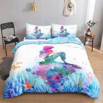 Parure de lit enfant sir�ne, dimensions 135x200cm, avec taie d'oreiller 80x80cm