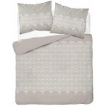 Parure de lit en flanelle 220x200 plumes de paon rosace beige