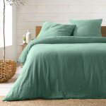 Parure de lit en gaze de coton 240 x 220 cm - sauge