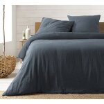 Parure de lit en gaze de coton 240x260cm - plusieurs coloris - bleu homeflair