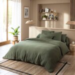 Parure de lit en gaze de coton kaki 140x200 noa - noa
