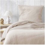 Parure de lit en gaze de coton - pour lit une place - parure de couette 140x200cm - 200 x 140 cm - sable ...