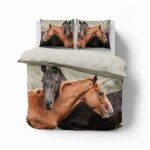 Parure de lit hollandaise 220x200 chevaux bruns holland natura Parure de lit hollandaise 220x200 chevaux bruns holland natura