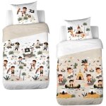 Parure de lit imprim�e - cote deco - 140x200 cm - housse de couette + taie - coton - r�versible