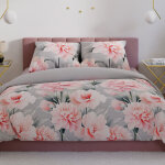 Parure de lit marigold 160x200 cm - satin de coton, motif floral