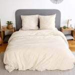 Parure de lit en microfibre lavée. sable. pour lit 2 places avec 2 taies d'oreillers 260x240 cm Parure de lit en microfibre lavée. sable. pour lit 2 places avec 2 taies d'oreillers 260x240 cm
