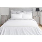 Parure de lit percale 80 fils / cm� - housse de couette 220 x 240 cm + 2 taies d'oreiller - blanc bourdon ...