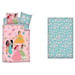 Parure de lit rversible 140x200 cm et drap housse 90x200 cm disney princesse
