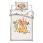 Parure de lit rversible - le roi lion simba et sarafina - 100 cm x 140 cm