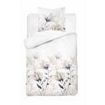 Parure de lit en satin 140x200 fleurs claires et beige