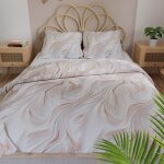 Parure de lit en satin calm - motif abstrait - 160x200cm