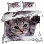 Parure de lit en satin de coton 3d 140x200cm kitty
